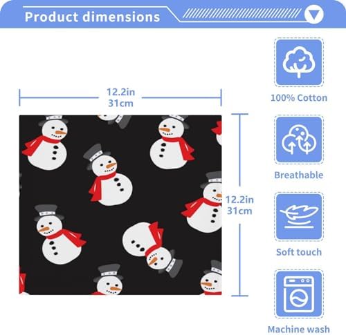 Christmas Snowman Washcloths 2 Pack Soft Absorbent Towels