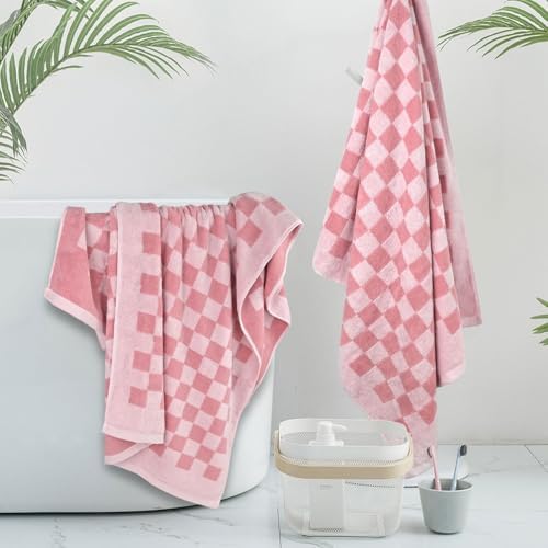Soft Quick-Dry Pink Bath Towels for Women 275x55 Set of 2
