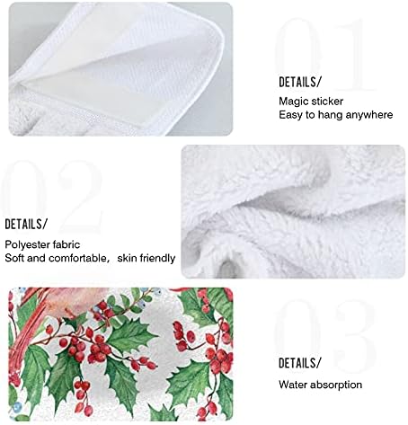 Christmas Mistletoe Poinsettia Red Cardinal Towels for Kitchen or Bathroom