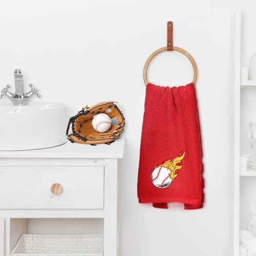 Baseball Towels Set 14x29 - 3-Piece Red Blue White Embroidered - Soft Cotton