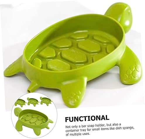 CIIEEO 4pcs Turtle Shaped Self-Draining Soap Dish