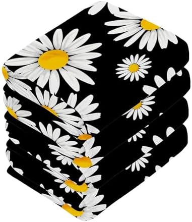 PYBUG White Daisies Pure Cotton Washcloths Set 2 Pack