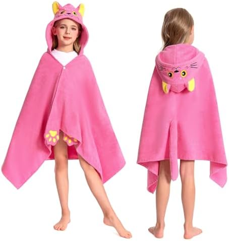 OLAOLA Cat Hooded Towel for Kids