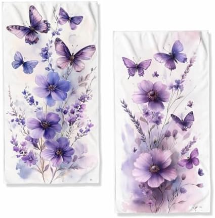 2-Piece Purple Butterfly Bath Towels