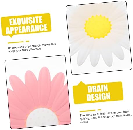 LIFKOME 4pcs Double Layer Daisy Soap Box with Drainage Storage