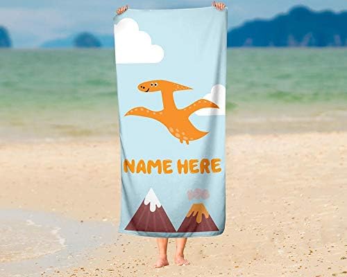 Extra Large Personalized Dinosaur Towel for Kids and Adults