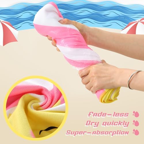 Cushy Beach Towels for Girls Boys Reusable Machine Washable Microfiber Fabric