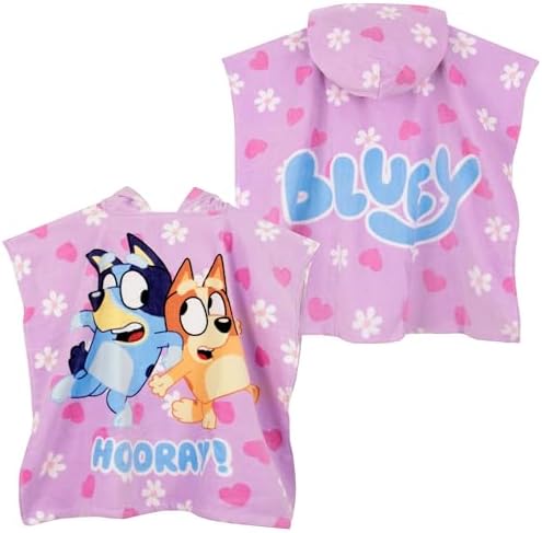Bluey Poncho Kids Cotton Beach Towel Perfect for Swimming Warm Weather