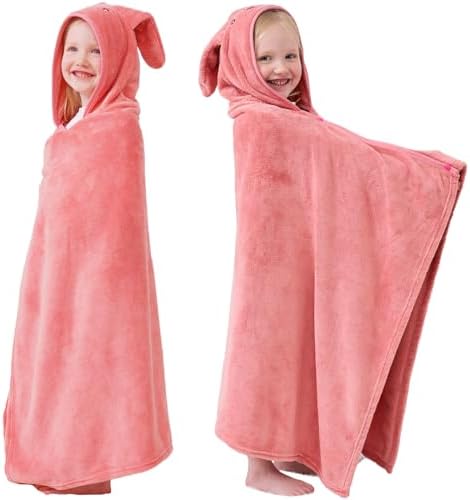 Hiturbo Kids Trendy Pool Beach Towel for 3-12 Yrs Pink Rabbit
