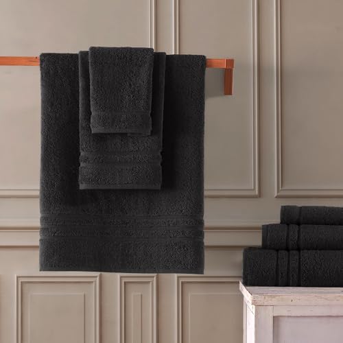 Hawmam Linen Black 6-Piece Turkish Cotton Bath Towels Set