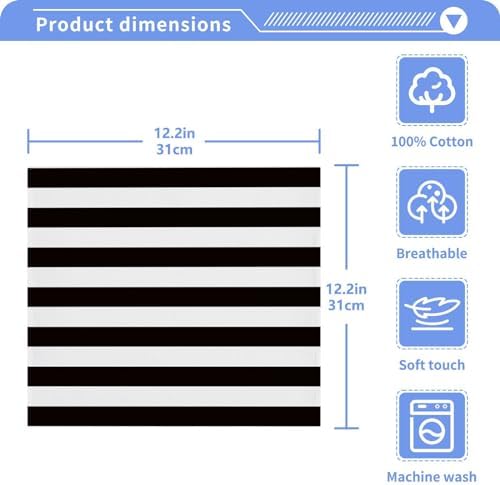 WIHVE White and Black Stripe Fingertip Towels Set Kitchen and Bathroom Use