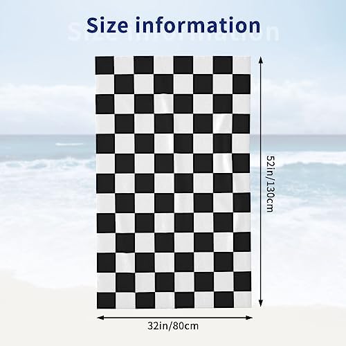 Heavy-Dutymate Black and White Checkered Beach Towels for Swimming and Camping