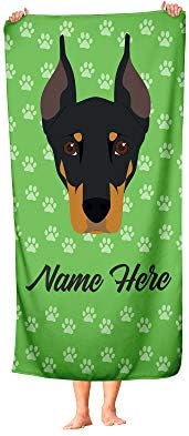 Personalized Corner Doberman Pinscher Bath Towels