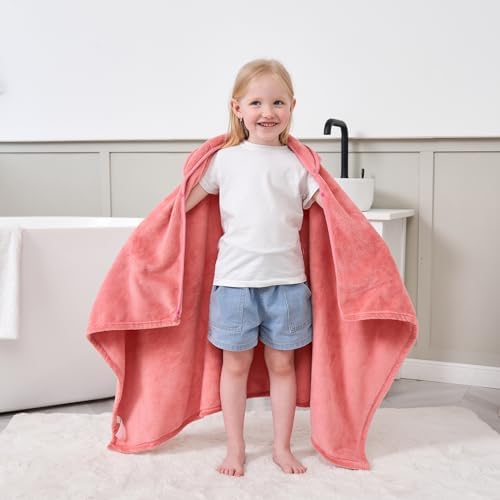 Hiturbo Kids Trendy Pool Beach Towel for 3-12 Yrs Pink Rabbit