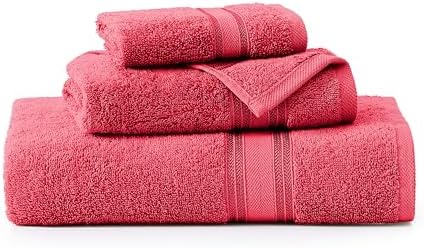 LANE LINEN Luxury Bath Towels Set Vippered 3-Piece Solid Cotton Set