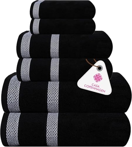 Casa Copenhagen Solitaire 6-Piece bath towel set Soft Egyptian Cotton Bright Black