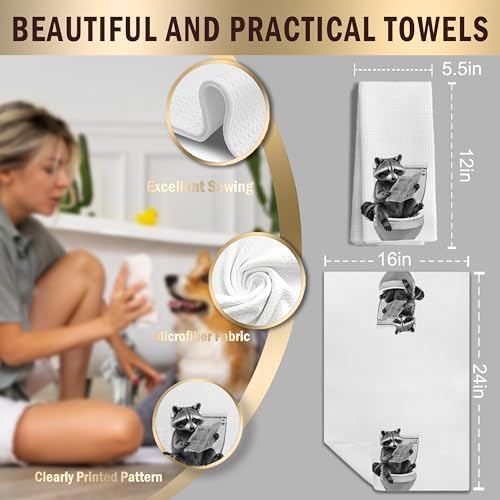 Funny Raccoon Hand Towels for Bathroom KitchenRaccoon Lovers Best Friend