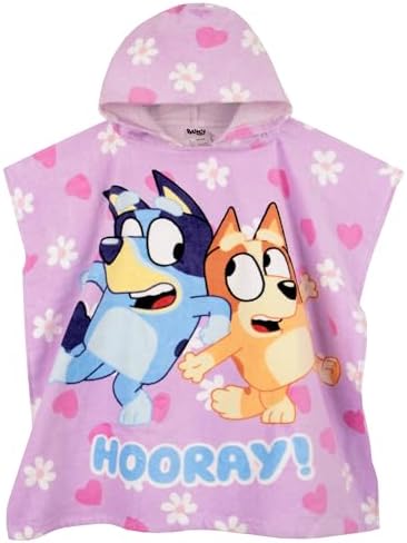 Bluey Poncho Kids Cotton Beach Towel Perfect for Swimming Warm Weather