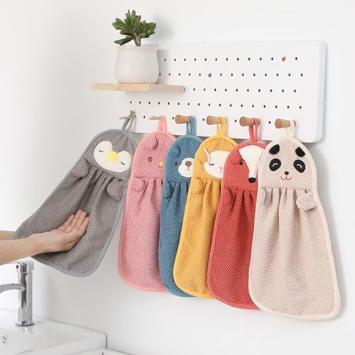 Snadulor 6 Pcs Cute Animal Kids Hand Towels for Home Kitchen