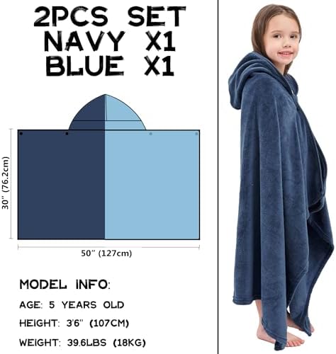 Hiturbo 2Pcs Kids Fleece Hooded Towel