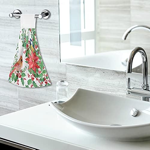 Christmas Mistletoe Poinsettia Red Cardinal Towels for Kitchen or Bathroom
