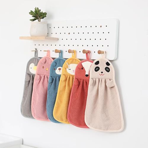 Snadulor 6 Pcs Cute Animal Kids Hand Towels for Home Kitchen