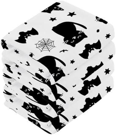 Burbuja Cats Bats Webs Cotton Washcloths Set of 2 1