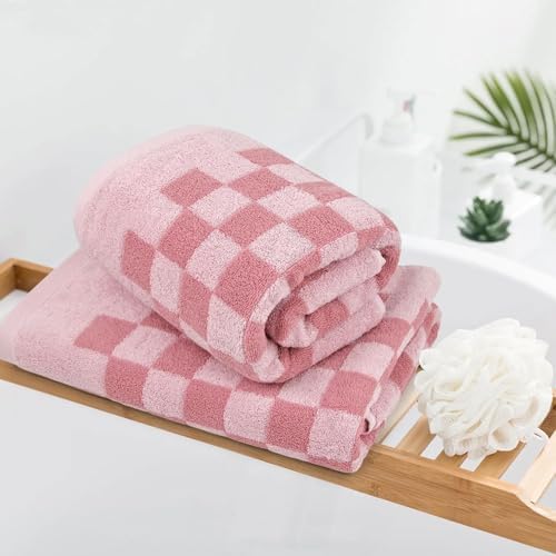 Soft Quick-Dry Pink Bath Towels for Women 275x55 Set of 2