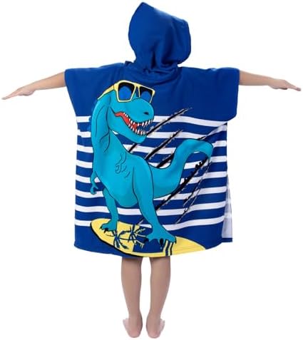 Growell Hooded Kids Beach Towel - Dinosaur Navy 24x23