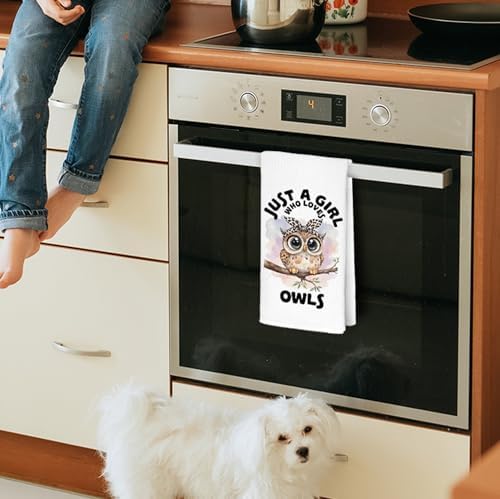 Cute Coquette Leopard Bow Owl Kitchen Towels for Women