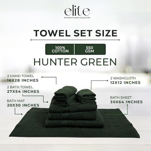 Luxury Cotton Bath Towels Set 8-Piece - Soft Durable for Home Gym