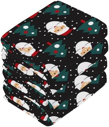 Christmas Santa Claus Soft Absorbent Washcloth Set - 2-Piece 12x12 inch