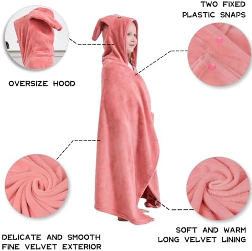 Hiturbo Kids Trendy Pool Beach Towel for 3-12 Yrs Pink Rabbit