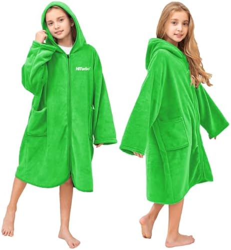Hiturbo Kids Bath Towel Soft Plush Zipper Surf Poncho