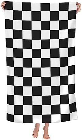 Heavy-Dutymate Black and White Checkered Beach Towels for Swimming and Camping