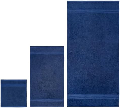 Luxury Cotton 8-Piece Towel Set - navy Blue Soft Durable