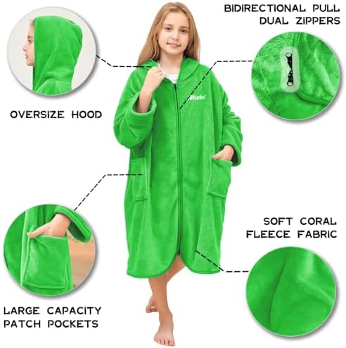 Hiturbo Kids Bath Towel Soft Plush Zipper Surf Poncho