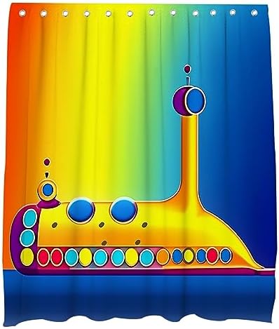 Cute Cartoon Submarine Shower Curtain for Kids Machine Washable Waterproof Fun