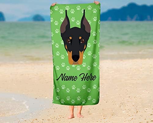 Personalized Corner Doberman Pinscher Bath Towels