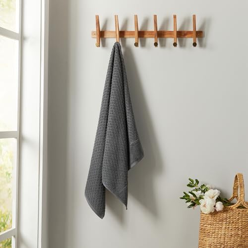 Great Bay Home Dark Grey Bath Towels - 6Pack - 26x16 Cotton - Absorbent Soft