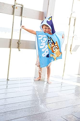Jay Franco Bluey Piggyback BathPoolBeach Hooded Poncho - Super Soft Durable