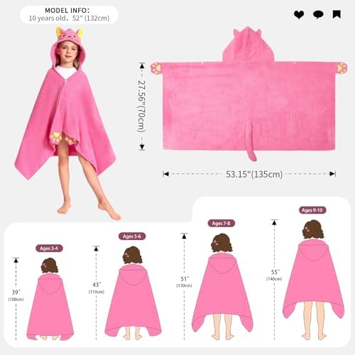 OLAOLA Cat Hooded Towel for Kids
