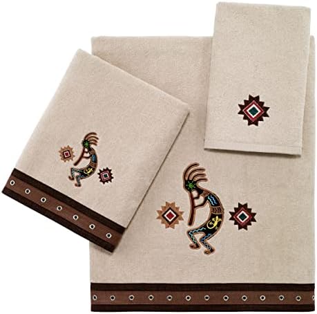 Avanti Linens 3pc Towel Set Soft Absorbent Cotton Towels Navajo Dance Design