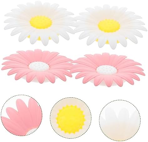 LIFKOME 4pcs Double Layer Daisy Soap Box with Drainage Storage