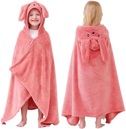 Hiturbo Kids Trendy Pool Beach Towel for 3-12 Yrs Pink Rabbit
