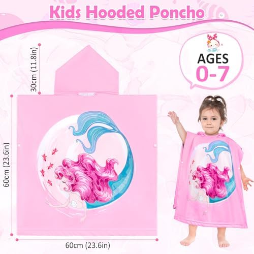 HUANLANG Kids Super Soft Absorbent Hooded Beach Towel for Boys Girls