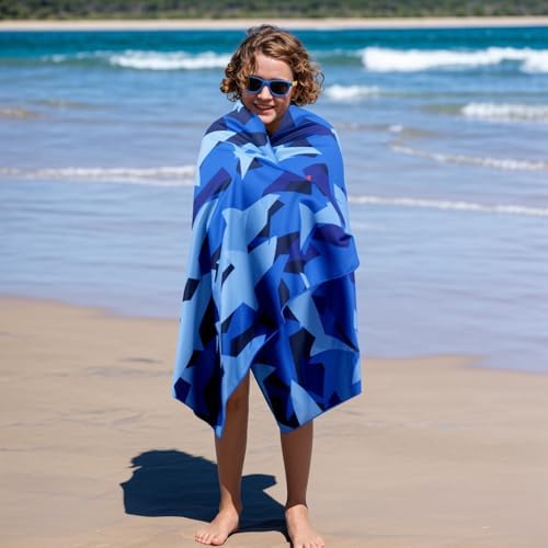 MelonBoat Large Microfiber Beach Towel Navy Blue Shark Sand-Free Bucket Eligible