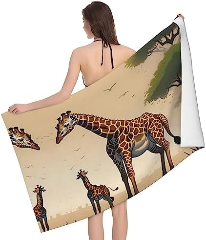 Giraffe Trendy Mother and Child Microfiber Bath Towel