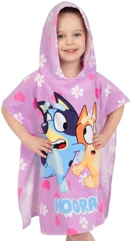 Bluey Poncho Kids Cotton Beach Towel Perfect for Swimming Warm Weather