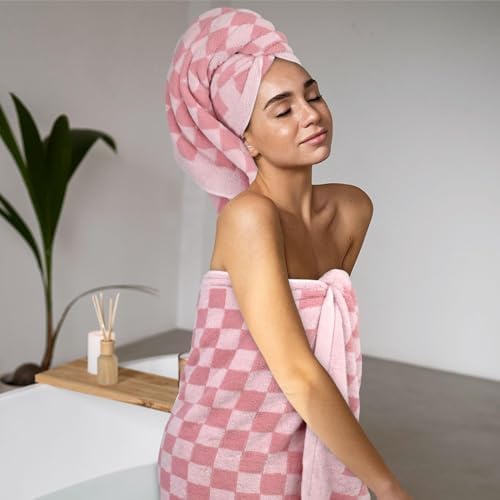 Soft Quick-Dry Pink Bath Towels for Women 275x55 Set of 2